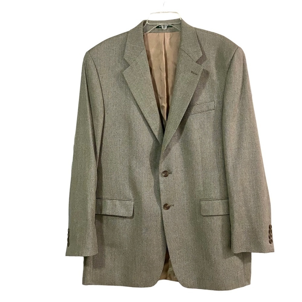 Lauren Ralph Lauren Men's Tan Silk Wool Tweed Blazer Sport Coat Size 42L Office